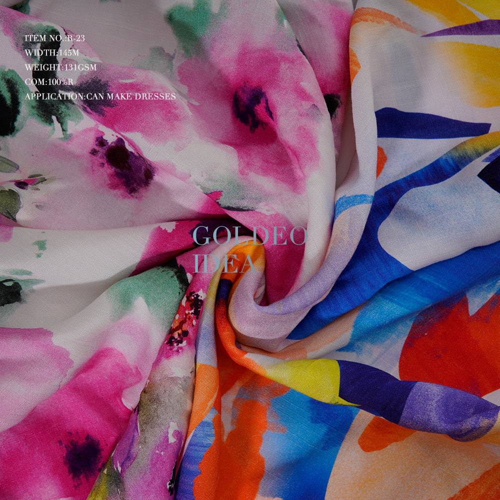 Environmental Printing Patterned Rayon Fabric