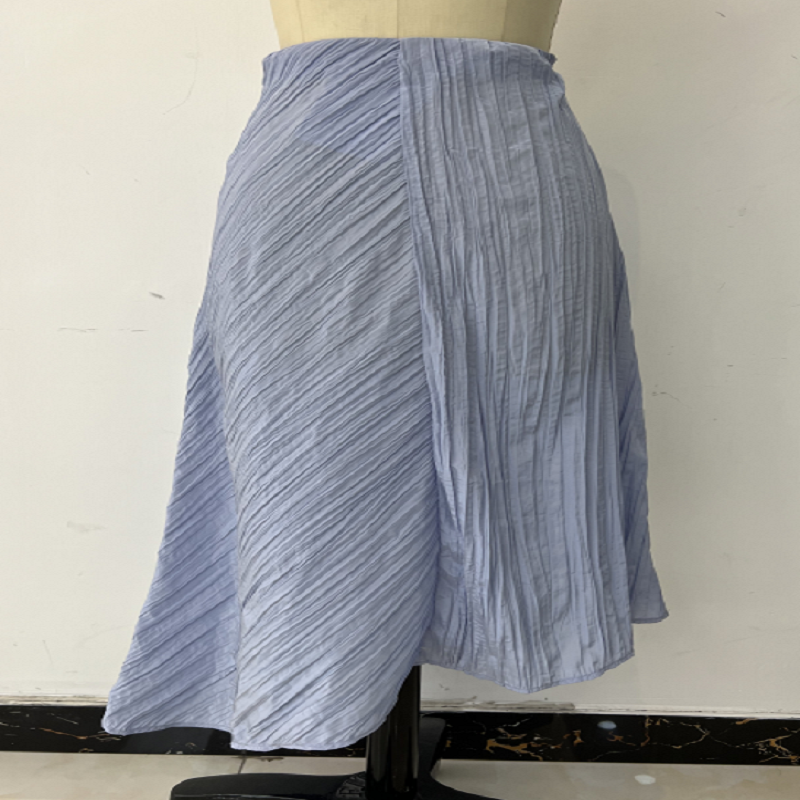 Blue Crepe Half length Skirt