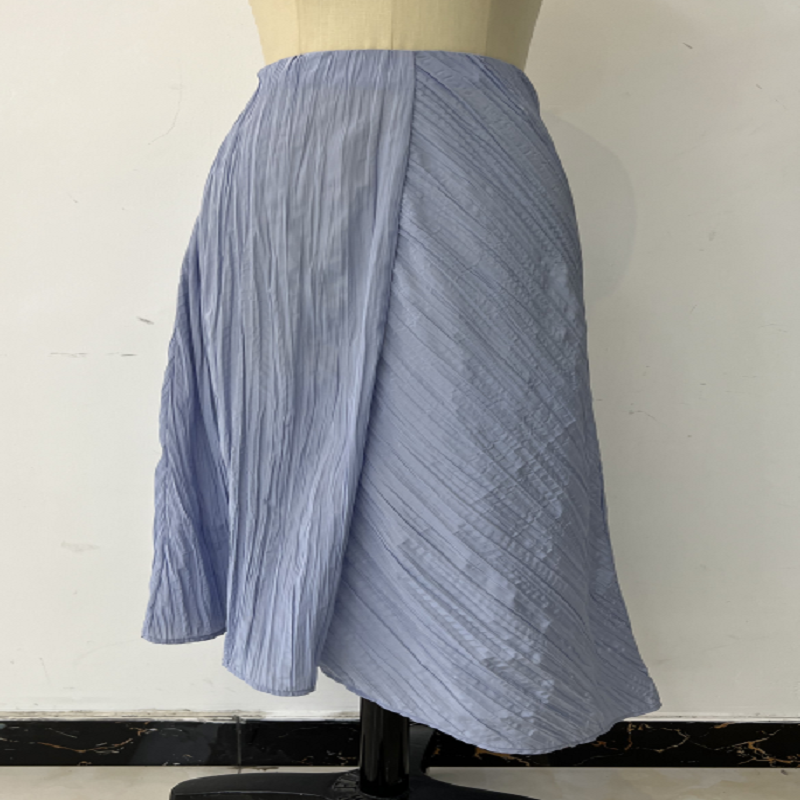 Blue Crepe Half length Skirt