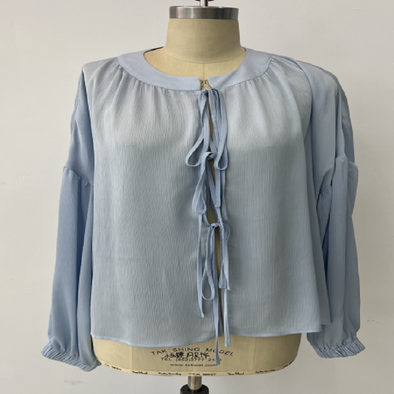 Blue draped women's shirt