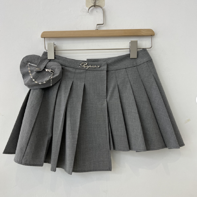 Blue grey women's irregular short skirt