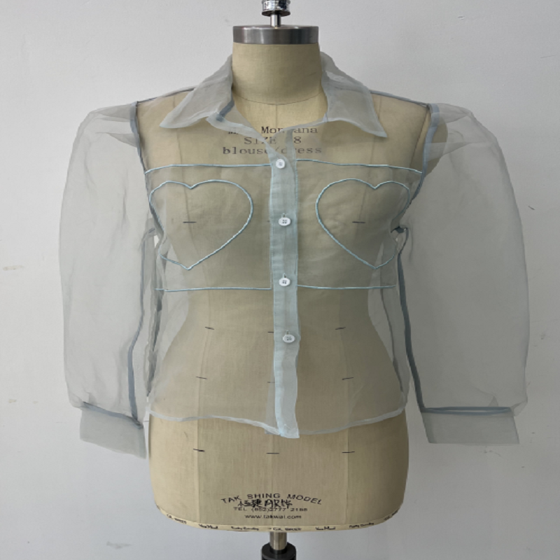 Blue lightweight organza women's shirt