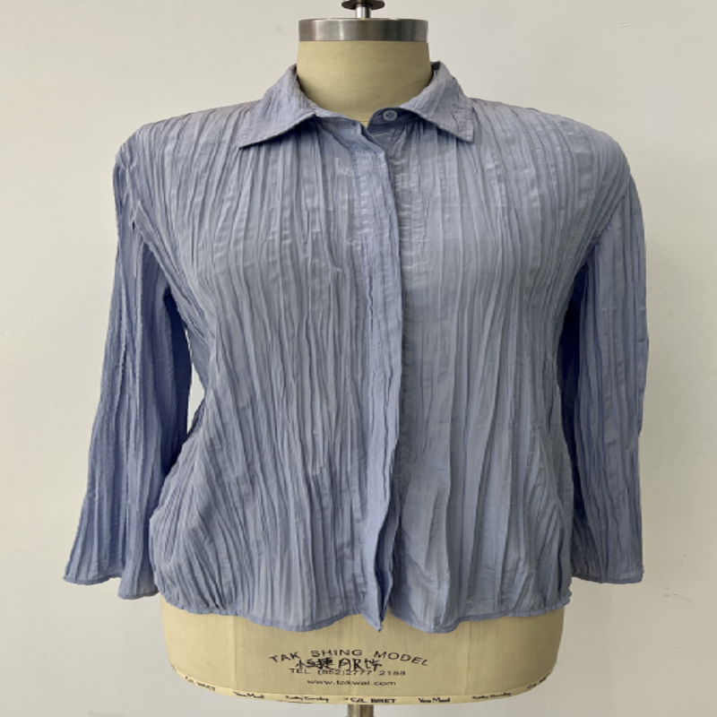 Blue pleated women's shirt