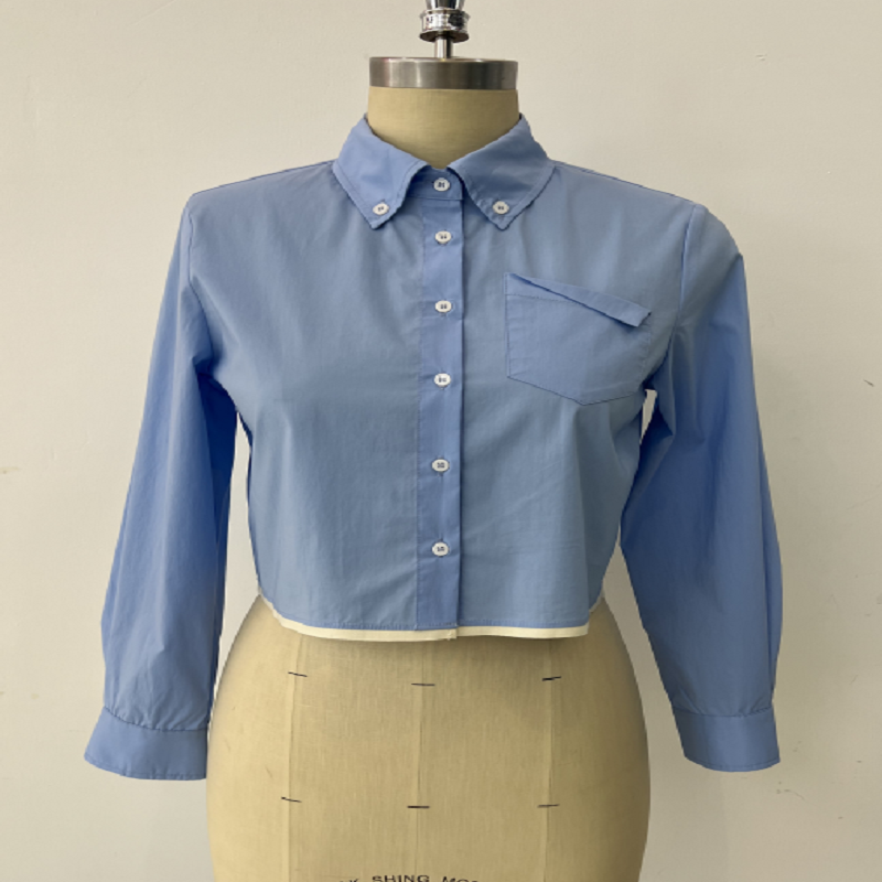 Blue three-dimensional women's shirt