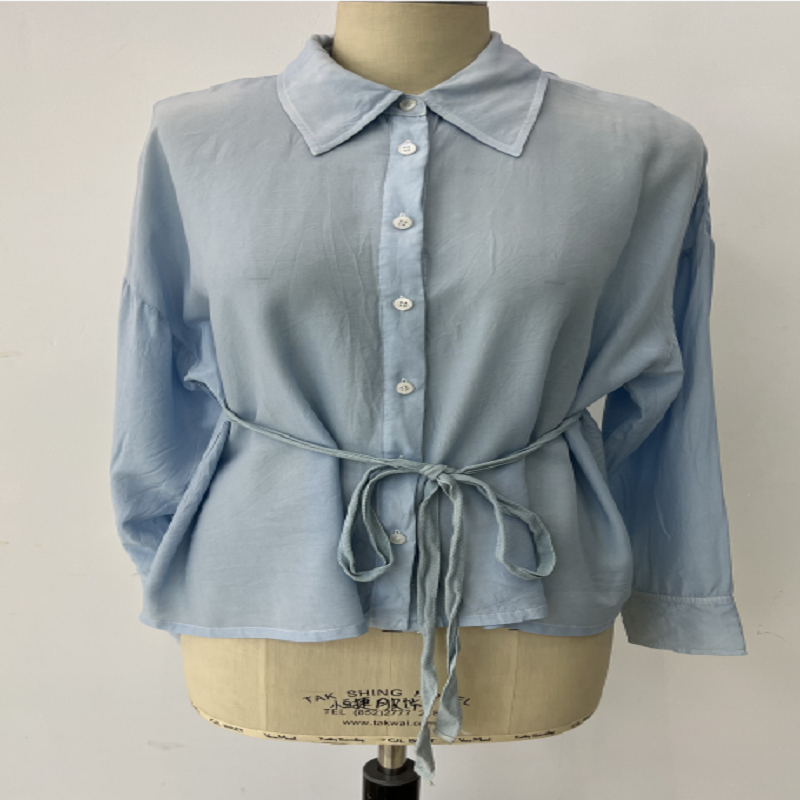 Light blue silk women's shirt