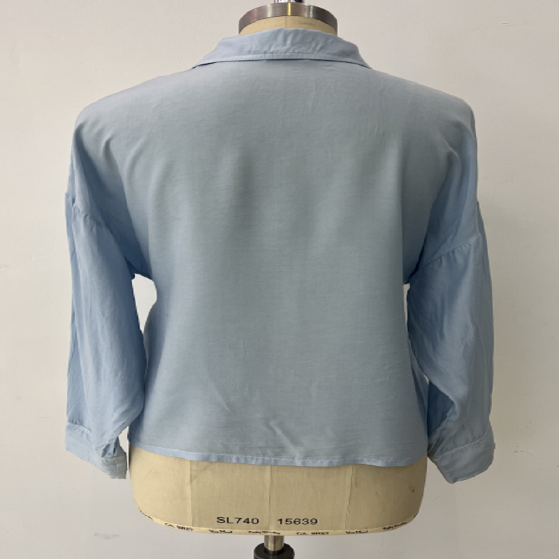 Light blue silk women's shirt